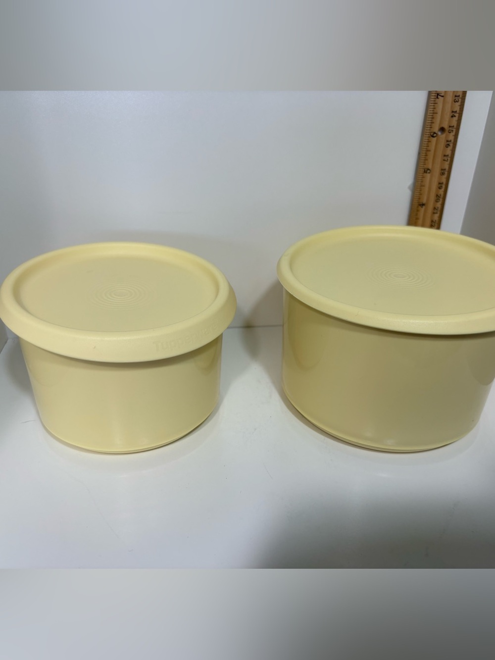 Tupperware Plastic Food Storage Containers with Lids - Set of 2 - butter yellow